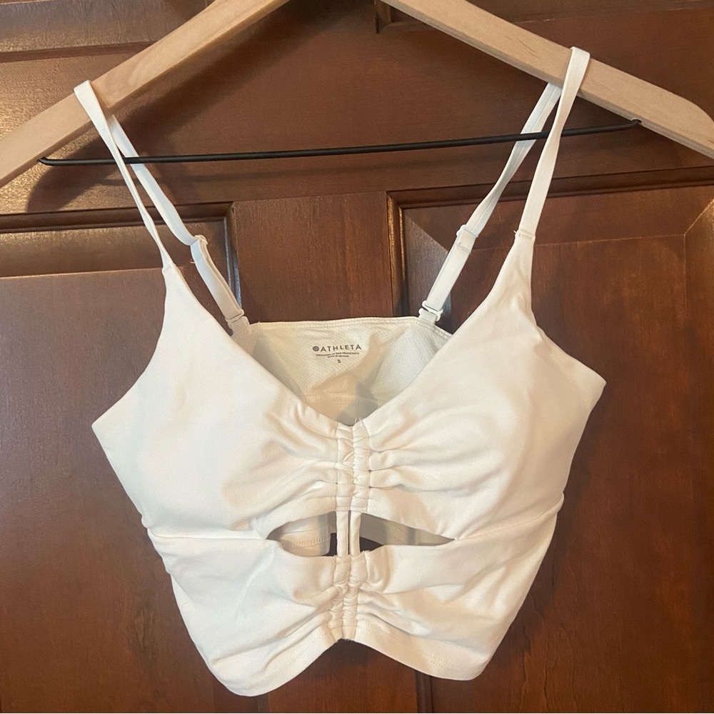 Athleta White Cutout Sports Bra/Crop - Small
